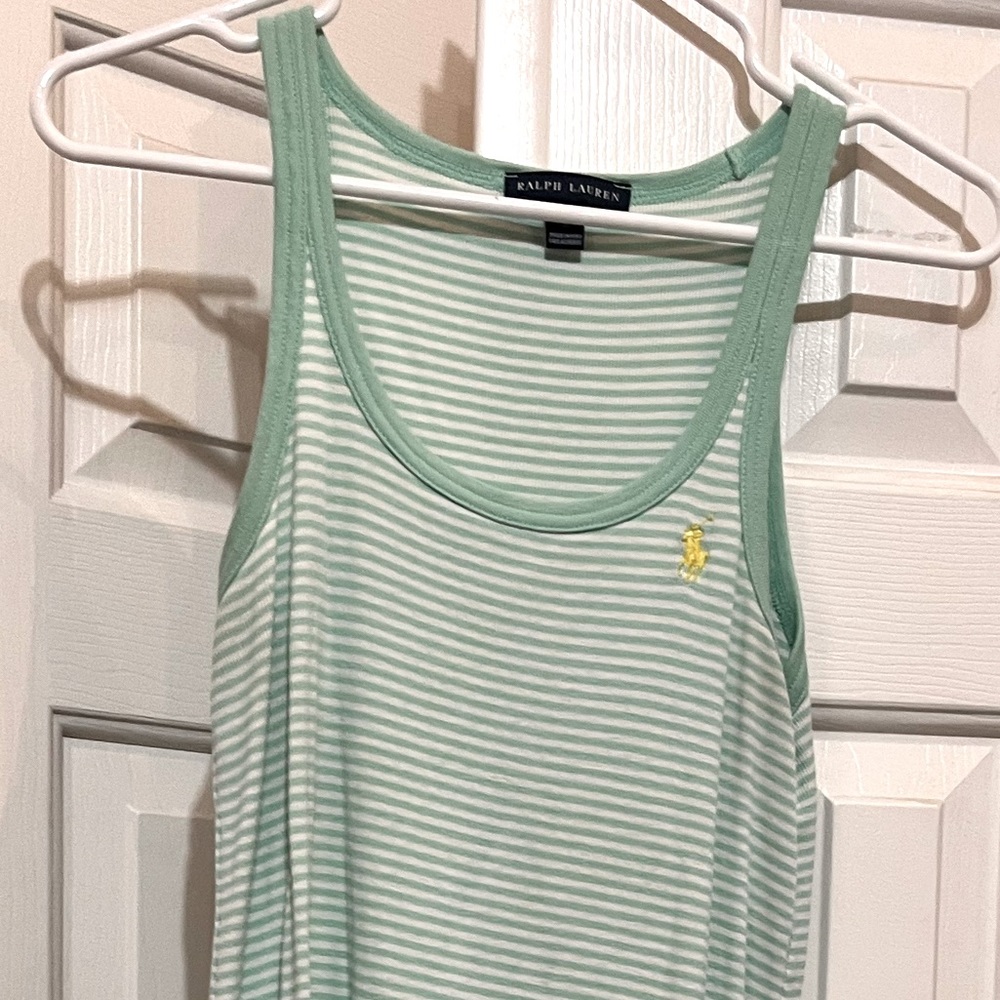 Medium Ralph Lauren, mint green stripped, knit dress.